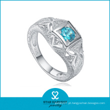 Novo anel de prata 925 de cores raras com pedra azul